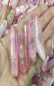 Drop Natural Rose Titanium aura Quartz Crystal Gemstone Point Healing Chakra Crystal Point для украшения ювелирных изделий7278186