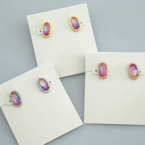 Tasarımcı Kendrascott Kolye Kadın Mücevherleri Ke Mücevherleri Lee Oval Tri Renkli Kabuk Cam Küpe Küpe Küpe