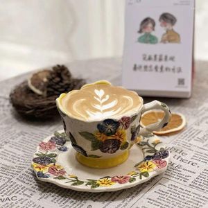 Kupalar Seramik Kahve Pek Fincan Tepsisi Set Avrupa Çaydan Sapı Kupa İçecek Yazılımı İktibat Çay Partisi EL