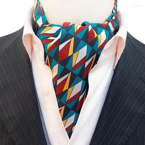Bow bağları moda retro geometrik baskı polyester cravat ascot insan için gündelik günlük kravat takım elbise aksesuarları kravat toptan