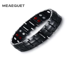 Meaeguet 15mm Mıknatıs Sağlık Güç Bilekleri Erkekler İçin Siyah Negatif İyon Uzak Kızılötesi Titanyum Manyetik Terapi Bilezikler Jewelry3707174