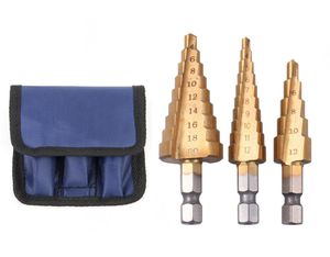 3pcs HSS Çelik Titanyum Adım Matkap Bitler Set Adım Koni Kesme Aletleri Drill Bitler Çelik Ahşap İşleme Ahşap Metal Sondaj Bitleri Set1729803