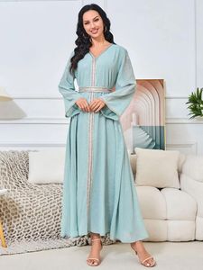 Etnik Giyim Marocain Abaya Müslüman Elbise Kadın Partisi V Yastık Uzun Kollu Dubai Arap Vintage Kaftan Türkiye Kaftanvestido Longo Feminino