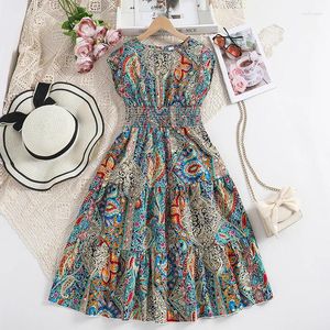 Vestidos meninas meninas meninas vestido bohemian verão tanque de mangas vintage A-linha para festa de praia Roupas fofas 8-12 anos