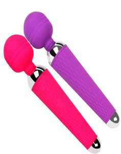 Массаж тела Super Mosing Waterpronation USB -перезаряжаемый магический Av Wand Vibrator G Spot для взрослых секс -массивных игрушек розовый фиолетовый C S2576901