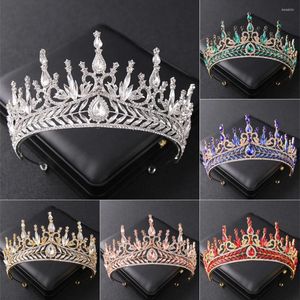 Başlıklar Lüks Barok Kristal Gelin Tiaras Rhinestone Crown Diadem Düğün Saç Aksesuarları Kadın Moda Takı