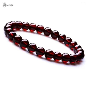 Strand 16-22cm A- Sınıf Doğal Garnet Bilezik 6/8mm Koyu Şarap Kırmızı Boncuklar Garnetler Taş Kadın Bilezikleri Yoga Sağlık Takı