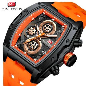 Наручительные часы Mini Focus Sports Mens Es Top Brand Luxury Multifunction Dials Fashion Quartz для мужчин Orange Sile Bess 0473G D240430