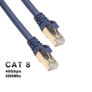 26AWG Saf Bakır Korumalı 40g Gigabit 2000MHz Bilgisayar NAS Yönlendirici set üstü kutu CAT8 Kategori Sekiz Ağ Kablosu