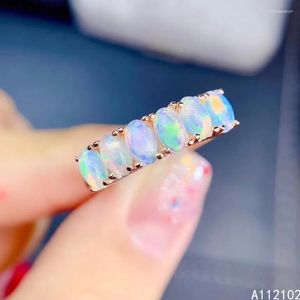 Küme halkaları kjjeaxcmy ince mücevher 925 Gümüş kakma doğal opal kızlar Çin tarzı basit mücevher halka destek testi