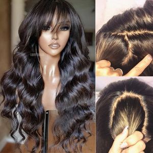 Wavy Bangs Silk Base Pull Curace Wig Brazilian Natural Wave Silk Top Full кружевные парики для волос с воздуха для женщин 240429