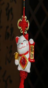 ev dekorasyon el sanatları şanslı kedi araba aksesuarları fabrika doğrudan satan seramik kemik Çin yüksekgredeki kristal koltuk araba aksesuarları66784925