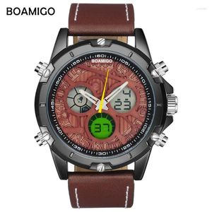 Нарученные часы Boamigo Brand Sports Watches for Man Fashion Led Quartz Chronograph Sport Водонепроницаемые часы Relogio Masculino