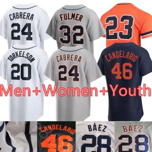 2024 Özel 28 Javier Baez 24 Miguel Beyzbol Jersey Cabrera Jonathan Schoop 8 Robbie Grossman Niko Goodrum Detroit Tiger Akil Baddoo Forma