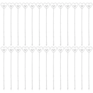 Dekoratif Çiçekler 100 PCS Şeffaf Plastik Kalp Şeklinde Çiçek Kart Tutucu Set Sevgililer Dekorasyon Hediye Kartı Buket Buket
