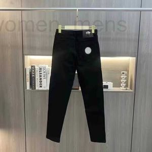 Мужские джинсы дизайнер дизайнер Light Luxury Black Men Jeans Emelcodery Sense Temprament Simple Business Elastic Casual Pants Up9e sdod