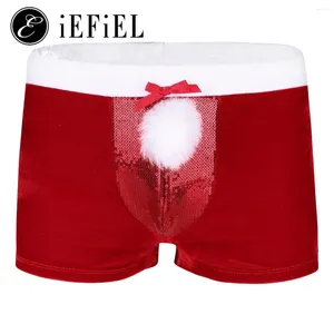 UNDUPTS MENS Yetişkin Noel Noel Baba Velvet Boksör Şortları İç çamaşırı Yenilik Çamaşırı Noel Partisi Tatil Cosplay Kostüm