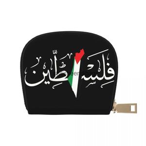 Madeni para çantalar Arap Filistin bayrağı haritası deri kart cüzdan taşınabilir büyük kapasite moda kimlik tutucu h240504
