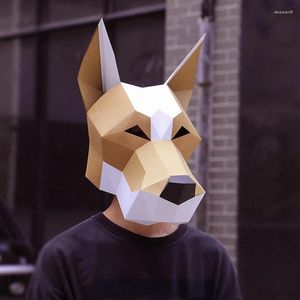 Parti Dekorasyonu 3D Kağıt Kalıp Köpek Baş Maskesi Headgear Hayvan Modeli Cadılar Bayramı Cosplay Props Kadın Erkekler Rol Oyunu Diy zanaat maskeleri