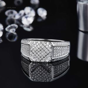 Gümüş Gümüş Takı Elmas Adam Yüzüğü Mükemmel Fination D Renk VVS Moissanite Ring Erkek Yüzükler