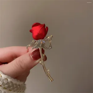 Broschen Luxus voller Strassrosen Rose Blume Brosche für Frauen elegante Nachahmung Perlen Tulpe Corsage Lapel Pins Hochzeitsfeier Schmuck Geschenk