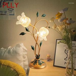 Tischlampen planische zeitgenössische Lampe Französisch Pastoral LED Kreatives Blütenblumen -Wohnzimmer Schlafzimmer und Studienhausdekoration Schreibtisch