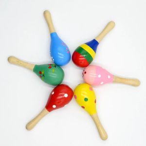 Bloklar 1 PCS Renkli Ahşap Karikatür Maracas Toys ORFF MÜZİK ANTERETLERİ AHŞAP KUM HAYRAK EGZERSİZ Bebek çocuklar için işitsel çan