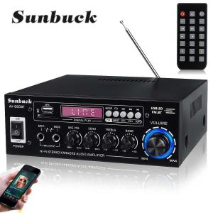 Amplifikatör 2000W AV Güç Amplifikatör 2.0 Kanal Ses Ev Sineması Amplifikatörleri DC 12V 110V/220V Destek EQ FM SD USB 2 Mic 5.0 Bluetooth