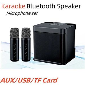 Taşınabilir Hoparlörler KD203 Çift Mikrofonlu Karaoke Makine Ses Fonksiyonları Değiştirin Taşınabilir Hoparlör Studio Subwoofer Aux TF Kart U Disk Oynatıcı J240505