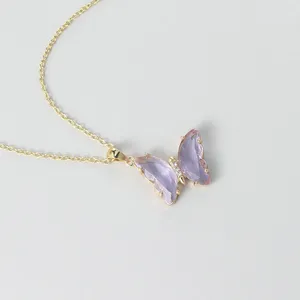 Подвесные ожерелья Zhouyang Butterfly Ожерелье для женщин Эстетическая розовая фиолетовая хрустальная кофера