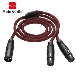 Enstrüman Meloaudio 50/150cm 3pin Erkek - Çift XLR Dişi Y Sıvıtlayıcı Kablo Folyo Mikrofon Karıştırıcı Amplifikatör için Örgülü Koruyucu Ses Kablosu