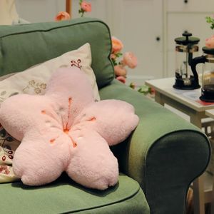 Kürklü kiraz çiçekleri doldurulmuş çiçek peluş yastık girly oda dekor ayçiçeği yastık pembe kızlar için pembe yatak odası koltuğu 240426