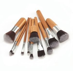 Продажа 1SET Natural Bamboo Hande Hande Face Makeup Brate Foundation Foundation Brusher Crash rate Tools с Bag1025874