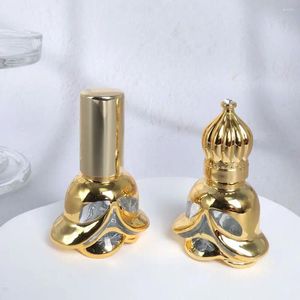 Depolama Şişeleri Altın Cam Rulo Şişe 15ml Mini Esansiyel Yağ Boş Kap Taşınabilir Karıştırma Parfüm