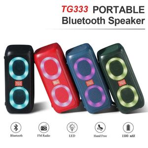 Портативные динамики TG333 Wireless Bluetooth 5.3 Динамик Удобный двойной динамик на открытом воздухе Subwoofer RGB Sound Light с FM Radio Led Card вставка USB J240505