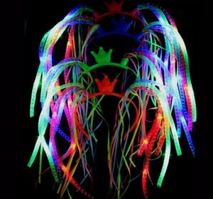 Flash Led Noodle Headband Party Rave Kostüm Fantezi Elbise Yanıp Sönük Örgüler Taç Saç Bandı Kafa Bantları Noel Festival Favor6150555