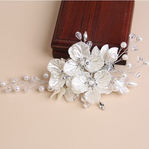 Novo moda de casamento de casamento vintage de casamento shortle shorl pérolas acessórios para cabelos com banda de cabeça coroa jóias de fita tiara tiara