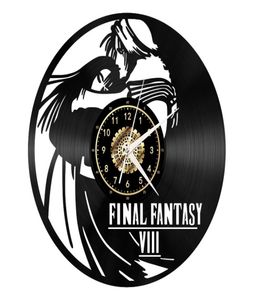 Final Fantasy Black Record Wall Clock Proautiange Home Decor Decde Dismeder Personality Dired (размер: 12 дюймов, цвет: черный) 4455512