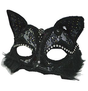 Венецианская маска -маска женщин 0,039s Сексуальные черные блеск необычная кошачья кружевная масска для глаз Хэллоуин Кепоре для глаз HJ1206074820
