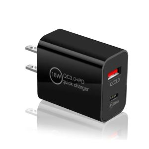 18W PD Зарядное устройство Dual USB Quick Charger USB QC3.0 Тип C Wall Charger 10W US/EU/UK Plug Adapter для iPhone 14 Мобильный телефон