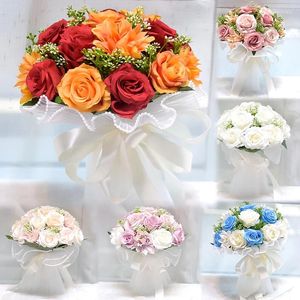 Dekoratif Çiçekler Düğün Gelin El Buket Güzel Kutlama Pografi Simülasyon Gülleri Yapay İpek Aksesuarları Malzemeler