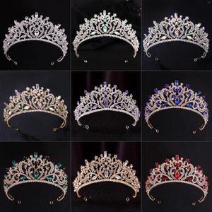 Başlıklar Düğün Kristal Tiara Barok Taç Gelin Bandı Saç Dekorasyon Gelin Kraliyet Taçları Dekor için Zarif