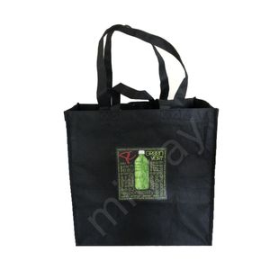 Customized Print Logo Nicht gewebte Tragetaschen recycelt wiederverwendbare schwarze horizontale Taschen großer Größe 45 x 35 x 12 cm