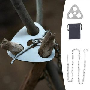 Аксессуары 1pc Camping Hanging Streamod с пакетом для горшкой вешалки для барбекю стальной стойка Многофункциональный штатив Огонь для пикника для костра вечеринки на открытом воздухе