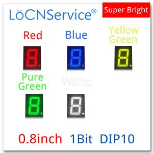 Аксессуары LocnService 30pcs 0,8 дюйма Светодиодного дисплея 1 -битный желтый зеленый синий белый анод / катод 7 сегмент 0,8 дюйма