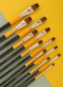 Fırçalar 6pcs/Set Weasel Saç Düz Pik Akrilik Sanat Sanatçısı Yağ Suluboya Boyama Boya Fırça Satır Pen Sanat Malzemeleri