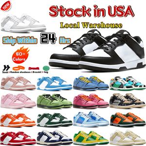 Designer Local Warehouse Running Sapatos brancos preto panda cinza neblina rosa rosa rosa Unc Green Blue Men Sports Esportes ao ar livre Estoque de tênis nos EUA Mulheres baixas treinadoras casuais