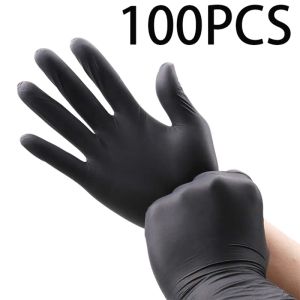 Перчатки пять пальцев перчатки 100 пакет одноразовый черный нитрил для домашней очистки инструменты безопасности