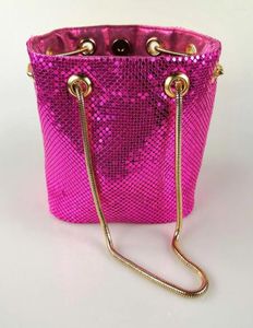 Вечерние сумки алюминиевые покрытие мини -открытая шляпа для женщин для женщин розовый голубой металлический кошелек для шнурки.