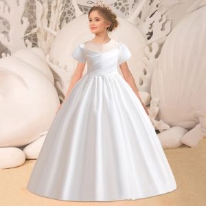 Elbiseler zarif nedime elbiseler için kızlar düğün parti elbisesi beyaz ilk cemaat töreni uzun gece elbise çocuklar yaz kıyafetleri